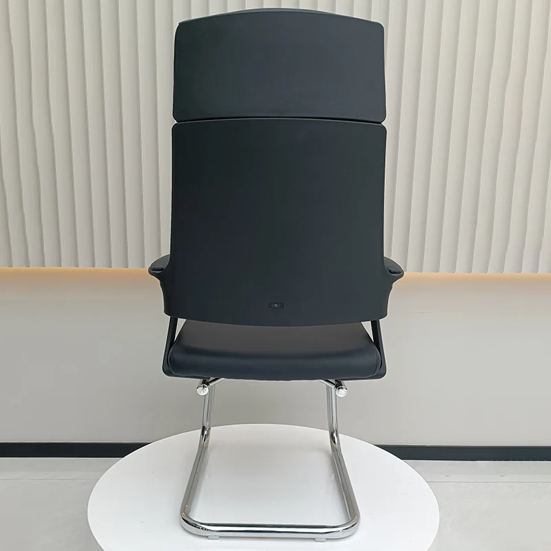 Modern Executive High-Back Black PU Leather Top Grain Leather Desk Chair - Cantilever Office Chair With 180° Swivel & Auto-Return Function For Home Office
