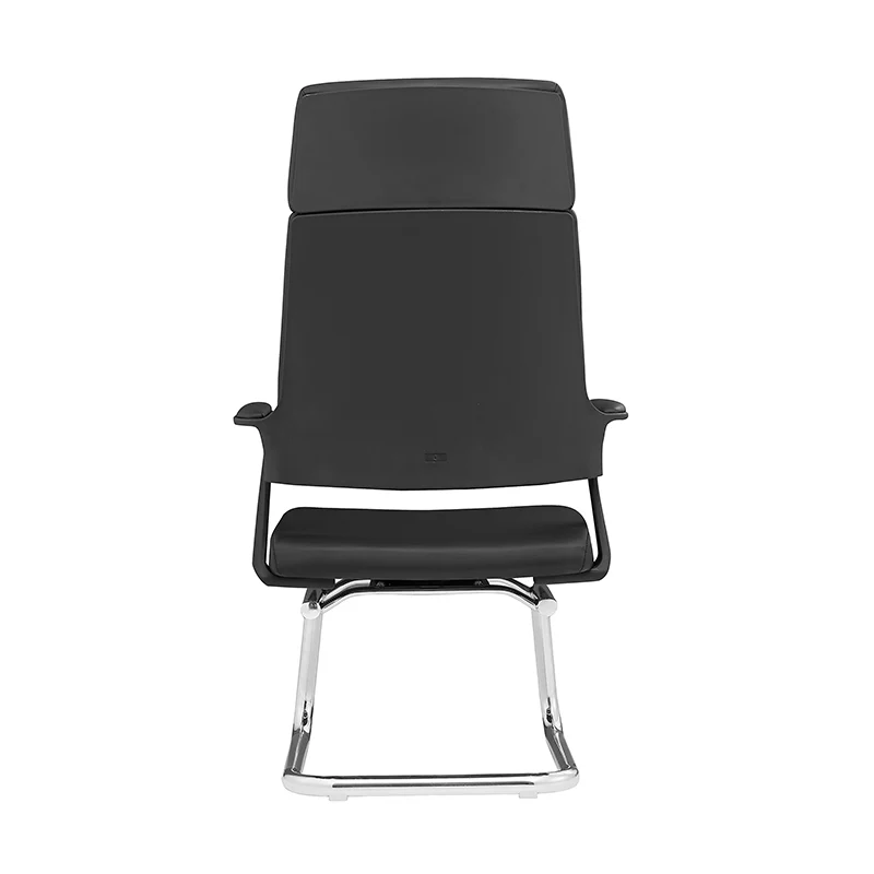Modern Executive High-Back Black PU Leather Top Grain Leather Desk Chair - Cantilever Office Chair With 180° Swivel & Auto-Return Function For Home Office