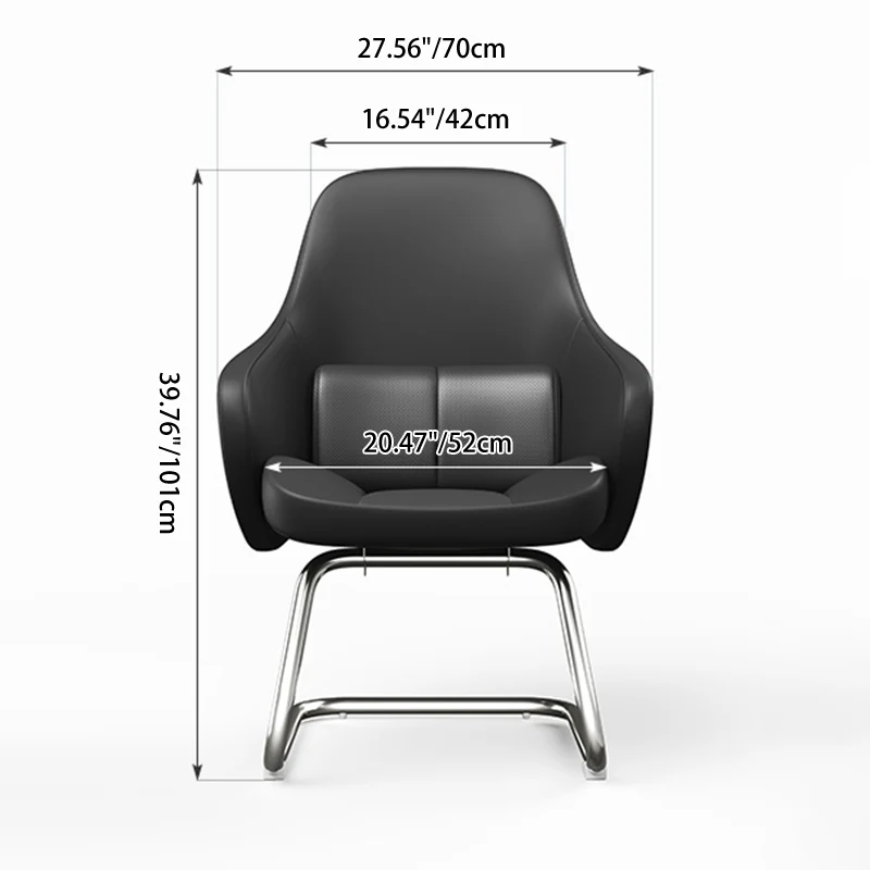 Modern Luxury Executive Conference Office Chair With Silicone Faux Leather - Polished Chrome Frame Desk Chair For Home Office