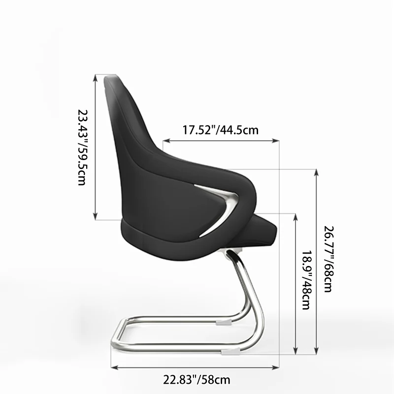 Modern Luxury Executive Conference Office Chair With Silicone Faux Leather - Polished Chrome Frame Desk Chair For Home Office