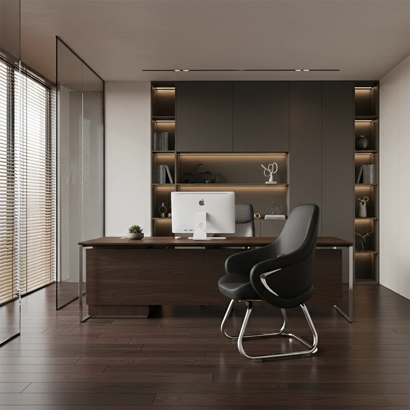 Modern Luxury Executive Conference Office Chair With Silicone Faux Leather - Polished Chrome Frame Desk Chair For Home Office