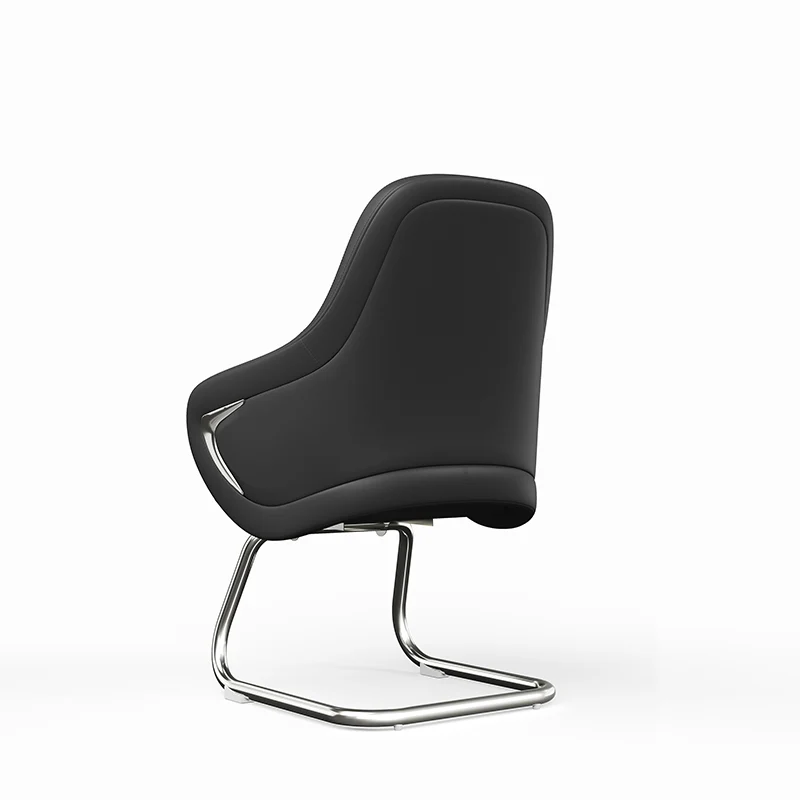 Modern Luxury Executive Conference Office Chair With Silicone Faux Leather - Polished Chrome Frame Desk Chair For Home Office