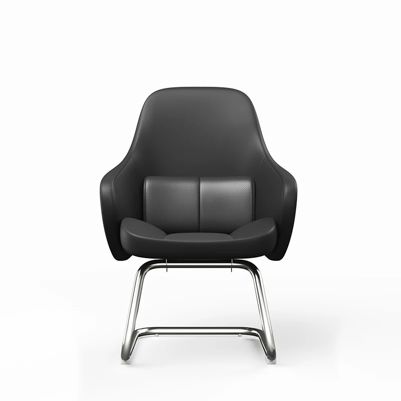 Modern Luxury Executive Conference Office Chair With Silicone Faux Leather - Polished Chrome Frame Desk Chair For Home Office