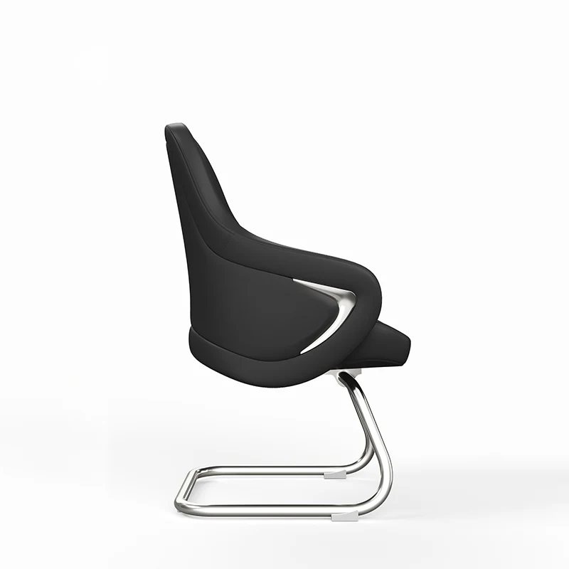 Modern Luxury Executive Conference Office Chair With Silicone Faux Leather - Polished Chrome Frame Desk Chair For Home Office