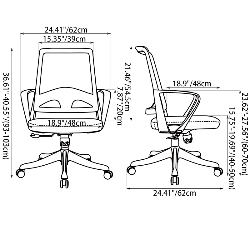 Modern Ergonomic High Density Foam Cushion Breathable Mesh Desk Chair - Rectangular Lumbar Support Mid Back Office Chair For Home Office