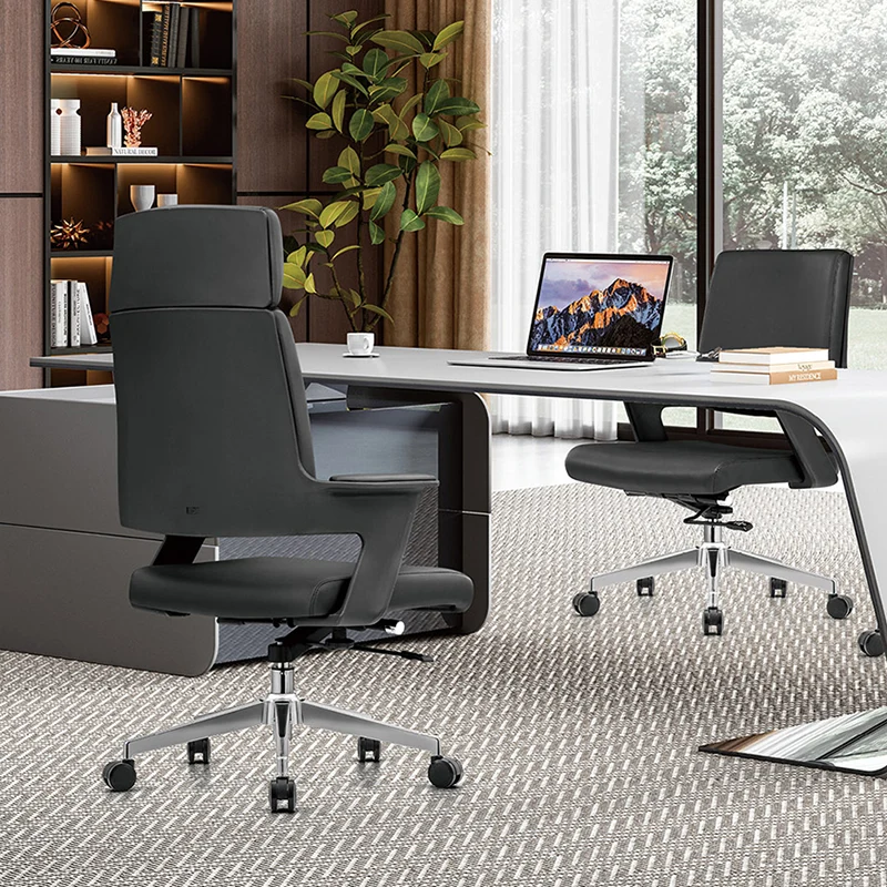 Modern Minimalist High-Back Desk Chair: Faux Leather Executive Chair - Ergonomic Office Chair For Home Office