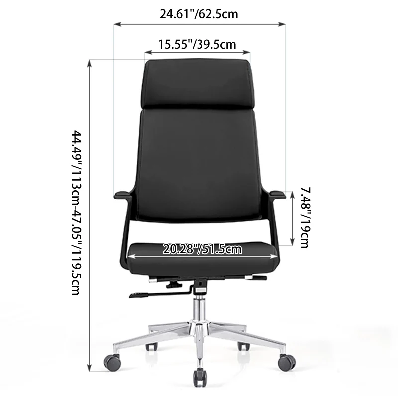 Modern Minimalist High-Back Desk Chair: Faux Leather Executive Chair - Ergonomic Office Chair For Home Office