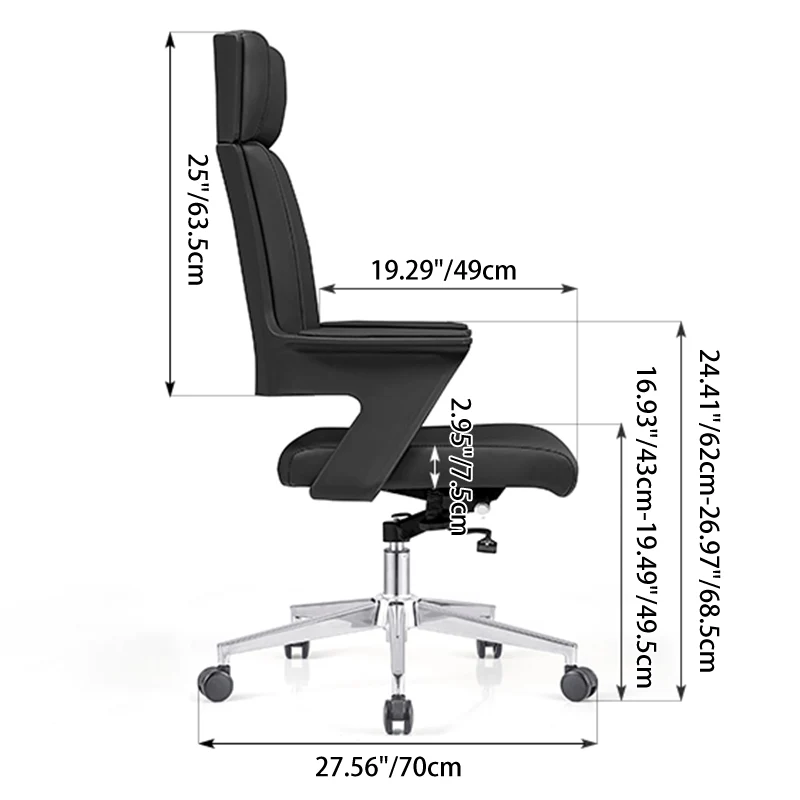 Modern Minimalist High-Back Desk Chair: Faux Leather Executive Chair - Ergonomic Office Chair For Home Office
