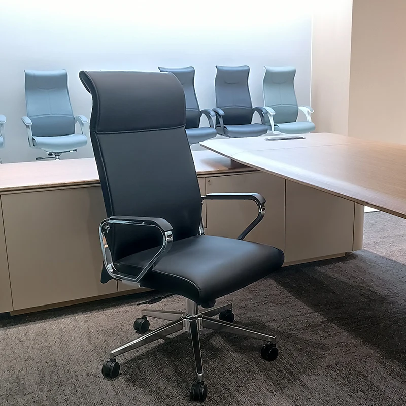 Modern Minimalist High-Back Desk Chair: Faux Leather - Ergonomic Business Office Chair For Home Office