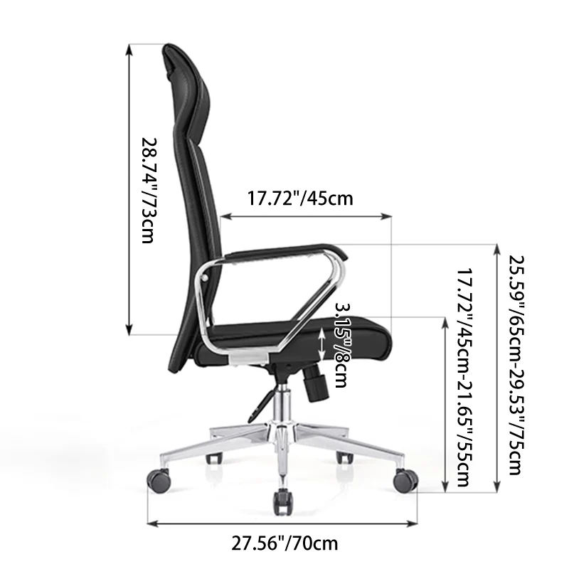Modern Minimalist High-Back Desk Chair: Faux Leather - Ergonomic Business Office Chair For Home Office
