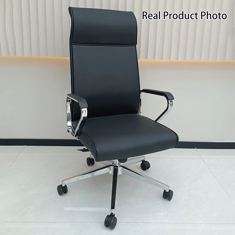 Modern Minimalist High-Back Desk Chair: Faux Leather - Ergonomic Business Office Chair For Home Office