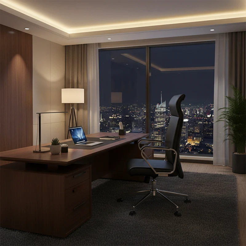 Modern Minimalist High-Back Desk Chair: Faux Leather - Ergonomic Business Office Chair For Home Office