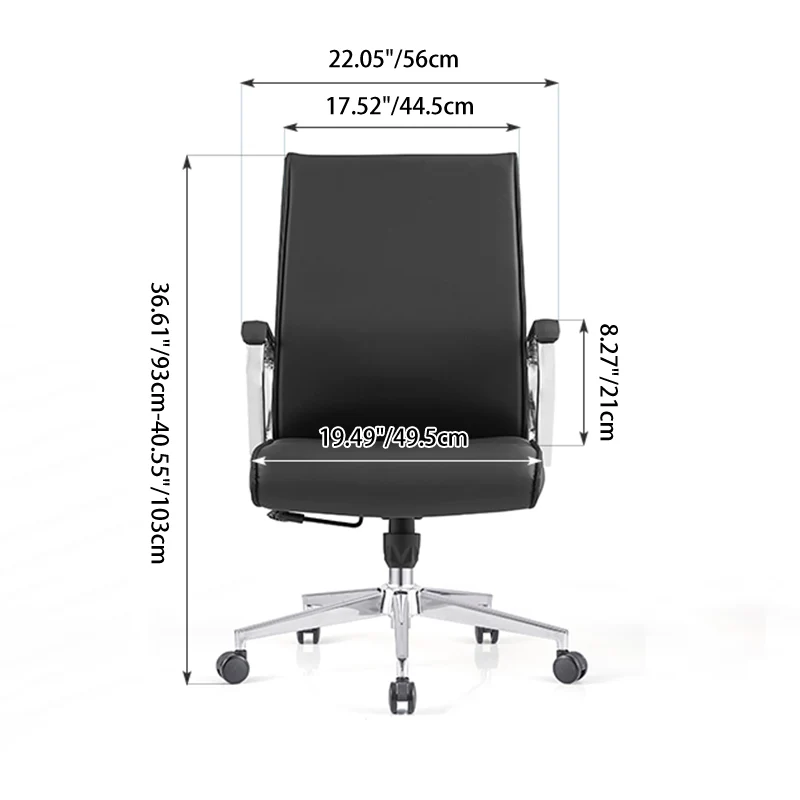 Modern Minimalist Business Desk Chair: Faux Leather Reception Chair - Mid-Back Ergonomic Office Chair For Home Office