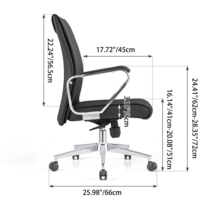 Modern Minimalist Business Desk Chair: Faux Leather Reception Chair - Mid-Back Ergonomic Office Chair For Home Office
