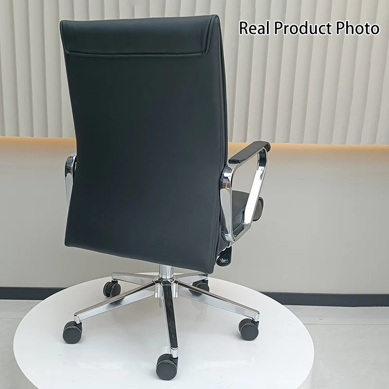 Modern Minimalist Business Desk Chair: Faux Leather Reception Chair - Mid-Back Ergonomic Office Chair For Home Office