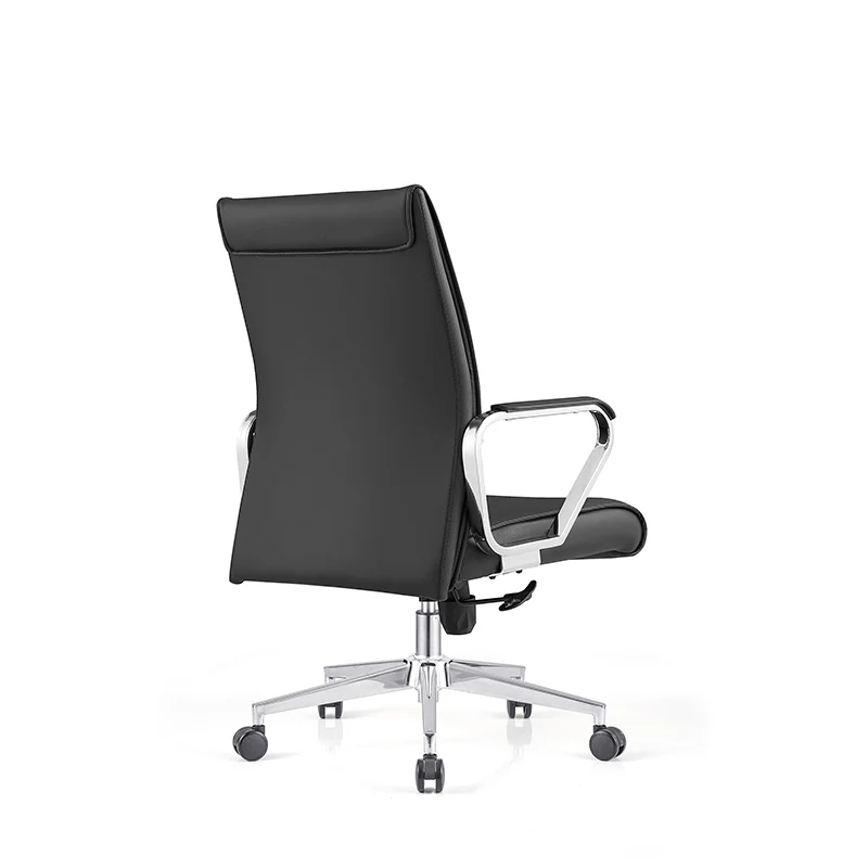 Modern Minimalist Business Desk Chair: Faux Leather Reception Chair - Mid-Back Ergonomic Office Chair For Home Office
