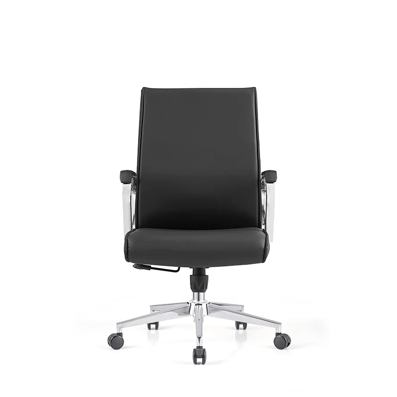Modern Minimalist Business Desk Chair: Faux Leather Reception Chair - Mid-Back Ergonomic Office Chair For Home Office