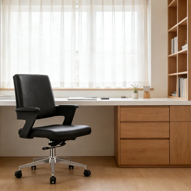 Modern Minimalist Mid-Back Desk Chair: Highly Resilient Comfortable Seat - Ergonomic Office Chair For Home Office