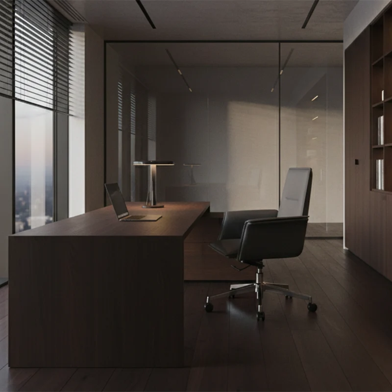 Modern Minimalist Mid-Back Desk Chair: Leather Luxury Swivel Chair- Ergonomic Height-Adjustable Office Chair For Home Office