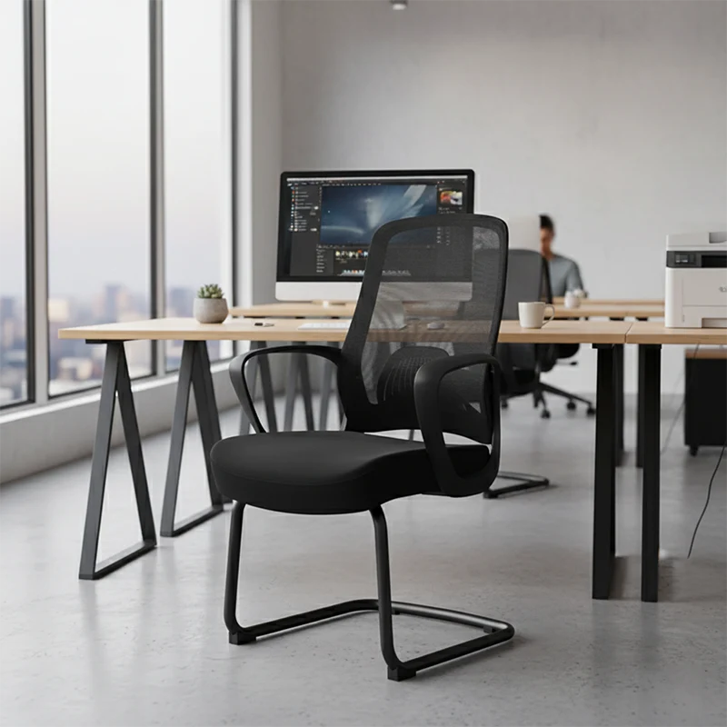 Modern Minimalist Executive Visitor Chair: Black Mesh Desk Chair - Ergonomic Backrest Office Chair For Home Office