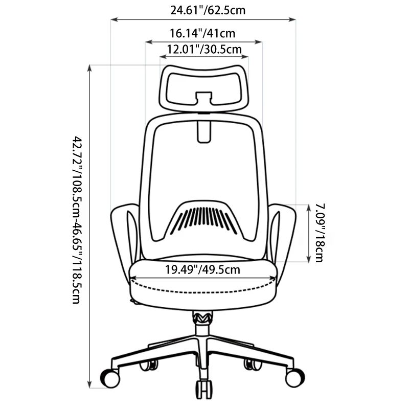 Modern Minimalist High-Back Desk Chair: Ergonomic Gaming Chair - Adjustable Headrest Breathable Mesh Fabric Swivel Chair For Home Office
