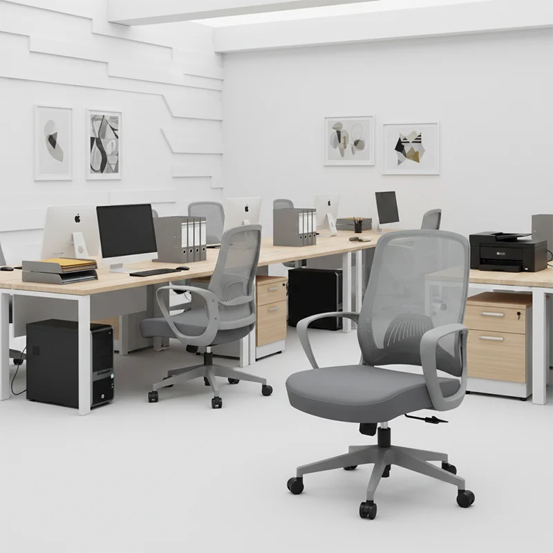 Modern Minimalist Mid-Back Desk Chair: Ergonomic Gaming Chair - Adjustable Headrest & Lumbar Support Swivel Chair For Home Office