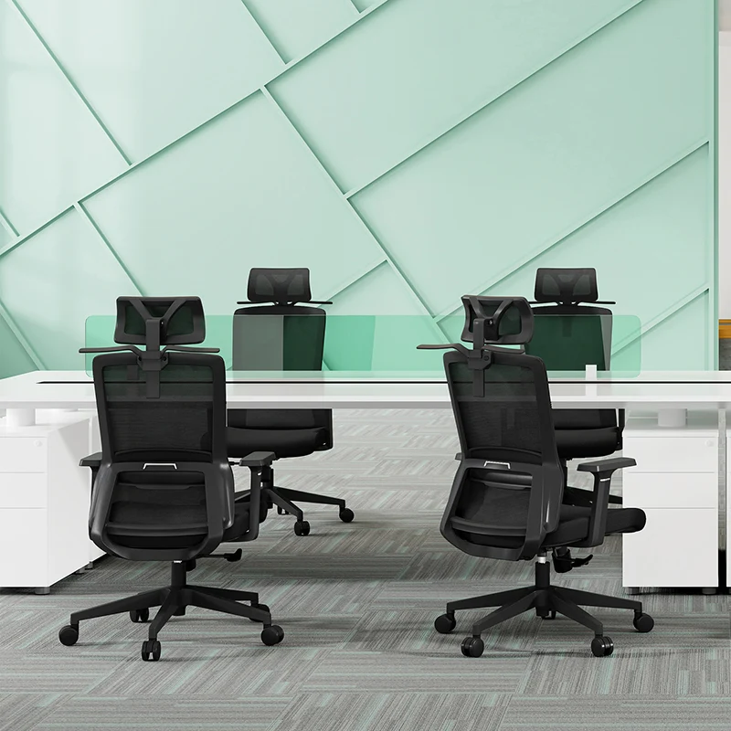 Modern Minimalist High-Back Black Desk Chair: Height-Adjustable Headrest - Ergonomic Swivel Gaming Chair For Home Office