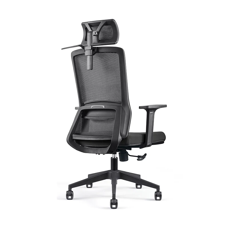 Modern Minimalist High-Back Black Desk Chair: Height-Adjustable Headrest - Ergonomic Swivel Gaming Chair For Home Office