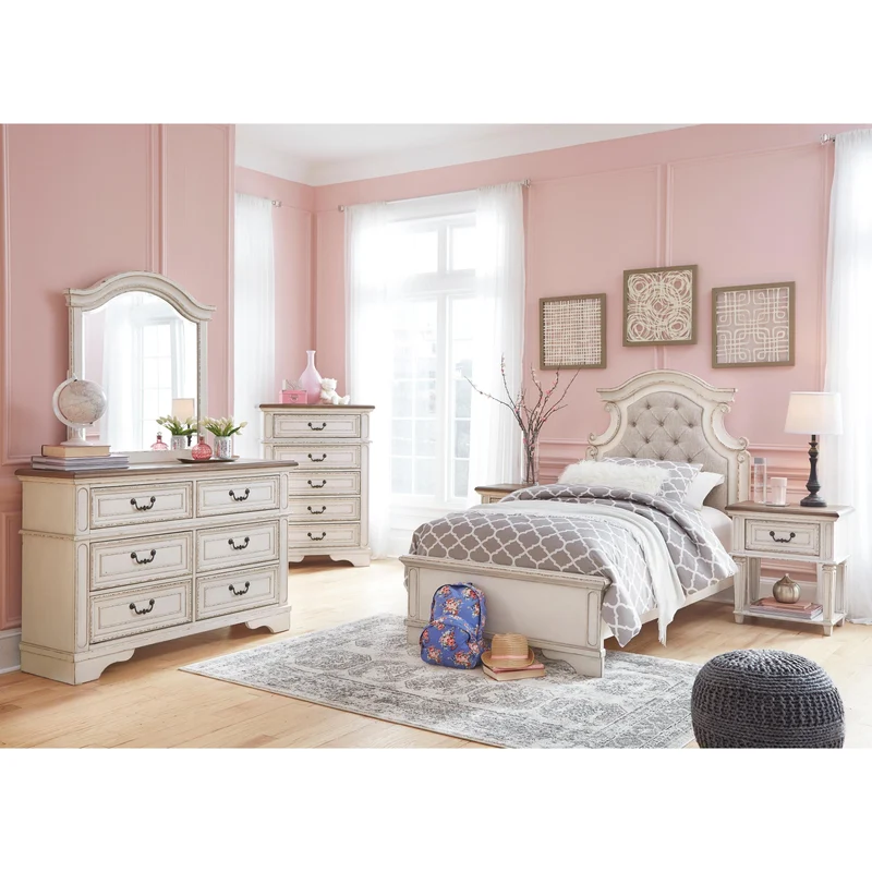Signature Design by Ashley Realyn B743B76 6 pc Twin Upholstered Panel Bedroom Set