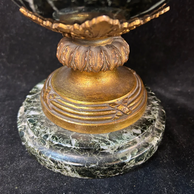 French neoclassical style cassolette in bronze and veined green marble