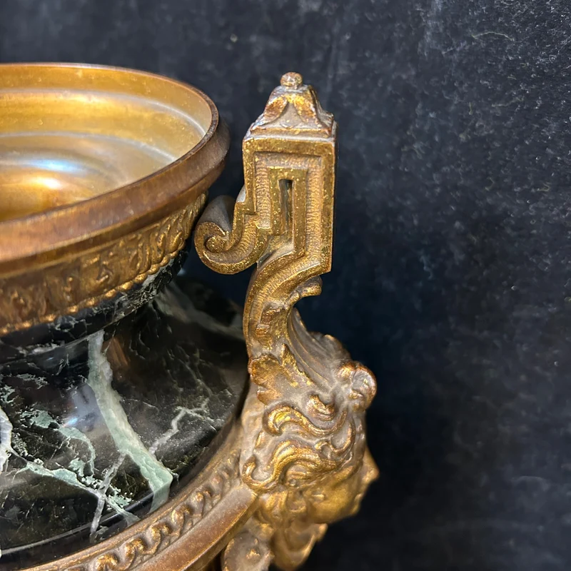 French neoclassical style cassolette in bronze and veined green marble