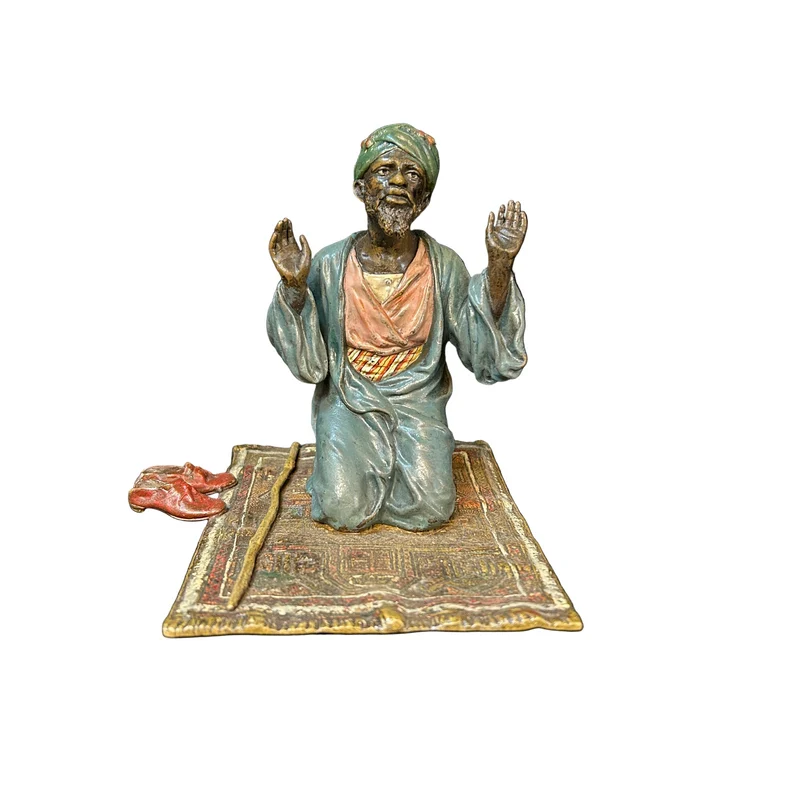 Franz Bergmann - Austrian bronze figure 'Man praying on Sajjada'
