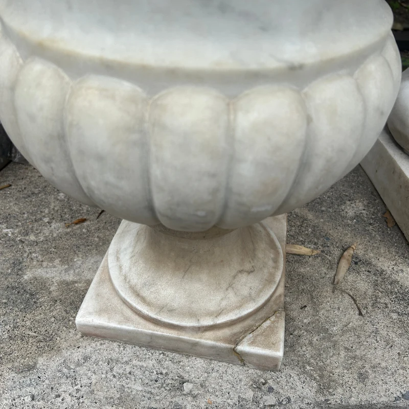 Beautiful white marble chalice carved in the Medici style