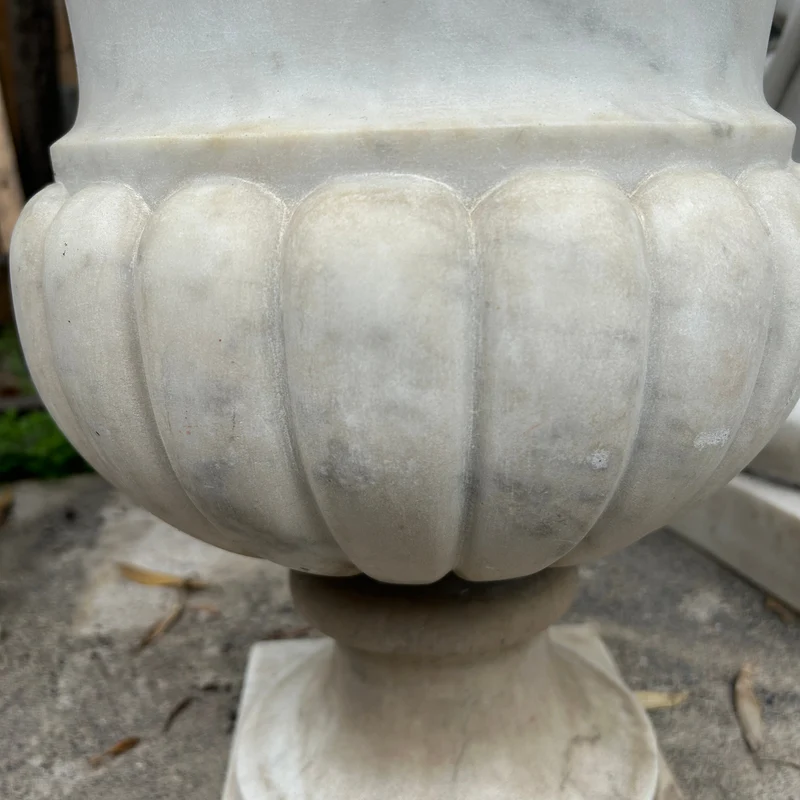 Beautiful white marble chalice carved in the Medici style