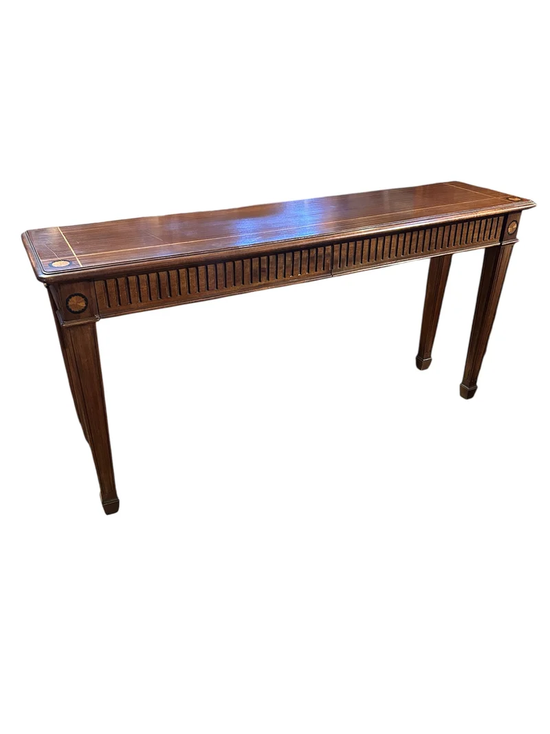 English style side table in satin mahogany