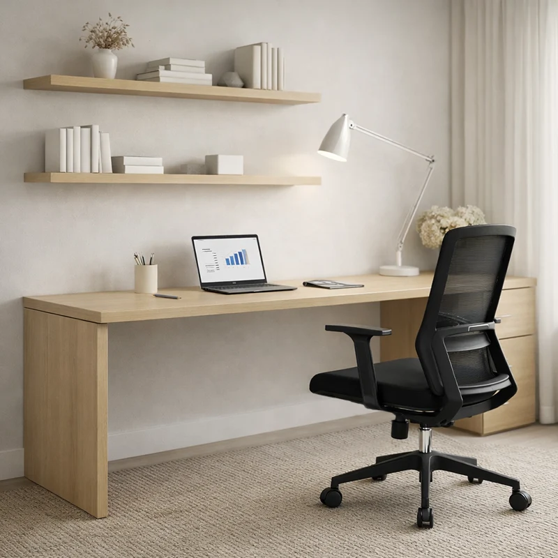Modern Minimalist Mid-Back Black Desk Chair: Breathable Mesh Fabric - Ergonomic Swivel Gaming Chair For Home Office