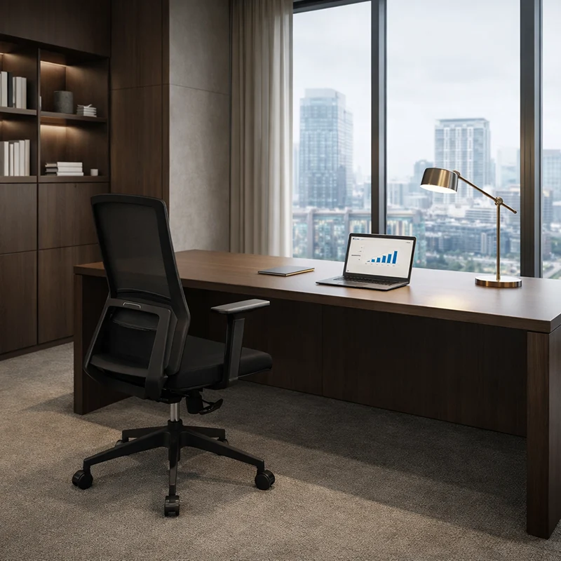 Modern Minimalist Mid-Back Black Desk Chair: Breathable Mesh Fabric - Ergonomic Swivel Gaming Chair For Home Office