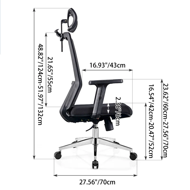 Modern Minimalist Black High-Back Desk Chair: Height-Adjustable 2D Armrests - Ergonomic Gaming Chair For Home Office