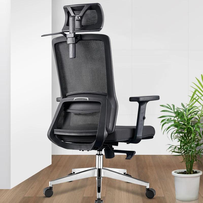 Modern Minimalist Black High-Back Desk Chair: Height-Adjustable 2D Armrests - Ergonomic Gaming Chair For Home Office