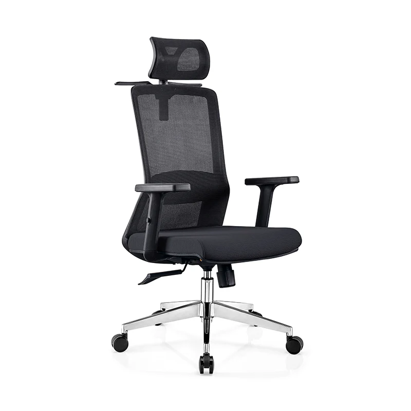 Modern Minimalist Black High-Back Desk Chair: Height-Adjustable 2D Armrests - Ergonomic Gaming Chair For Home Office