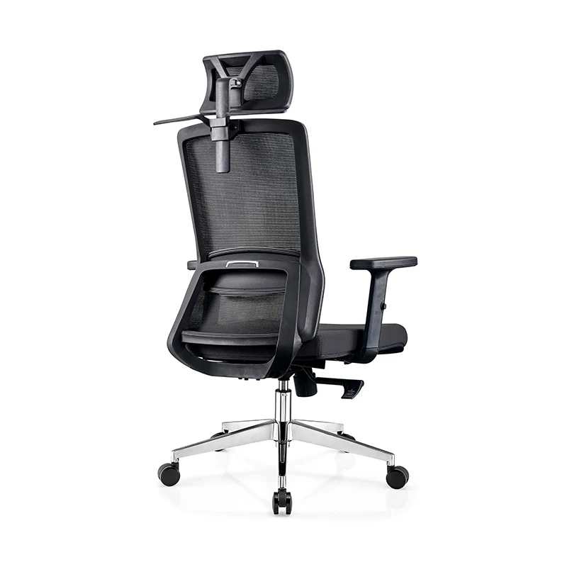 Modern Minimalist Black High-Back Desk Chair: Height-Adjustable 2D Armrests - Ergonomic Gaming Chair For Home Office