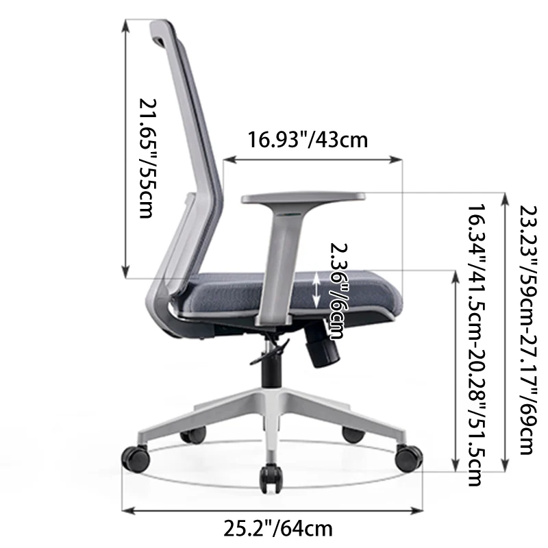 Modern Minimalist Mid-Back Mesh Desk Chair: Ergonomic Design - Swivel Height-Adjustable Gaming Chair For Home Office
