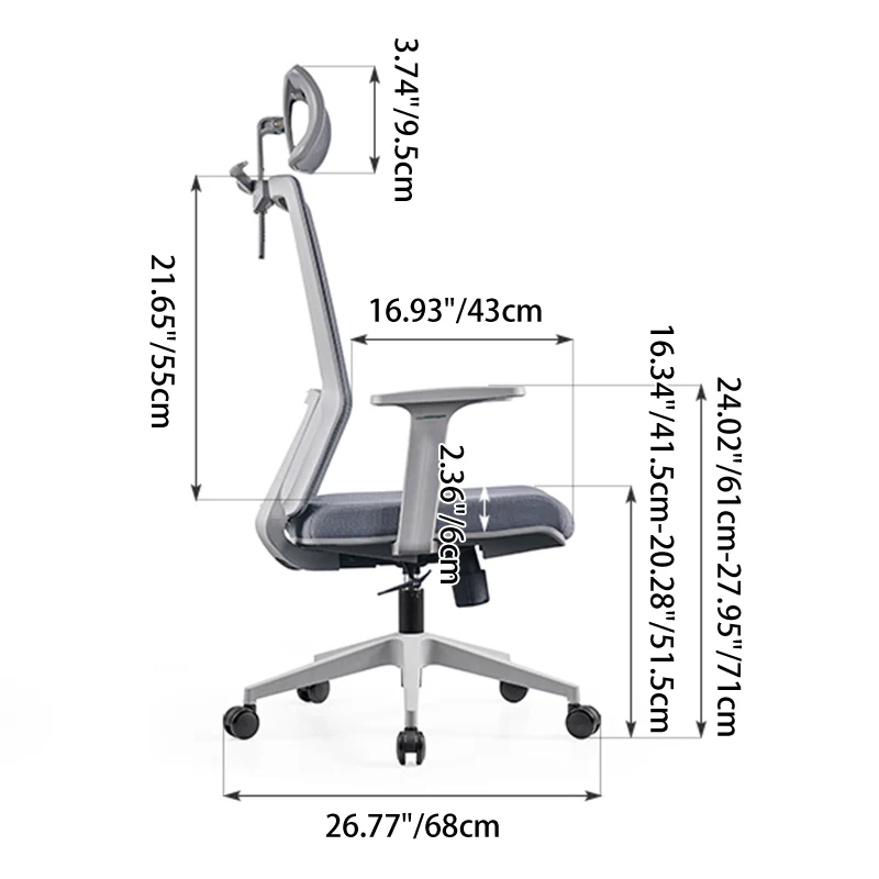 Modern Minimalist Ergonomic High-Back Desk Chair: Height-Adjustable Headrest & Coat Hook - Breathable Mesh Fabric Gaming Chair For Home Office