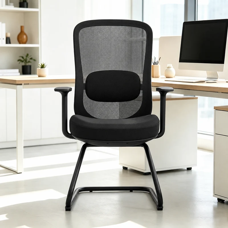 Modern Luxury Executive Desk Chair With Adjustable Lumbar Support - Breathable Mesh & Durable Black Frame Office Chair For Home Office