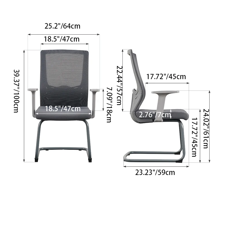 Modern Gray Ergonomic Mesh Conference Desk Chair - Gray Frame & Breathable Seat Office Chair For Home Office