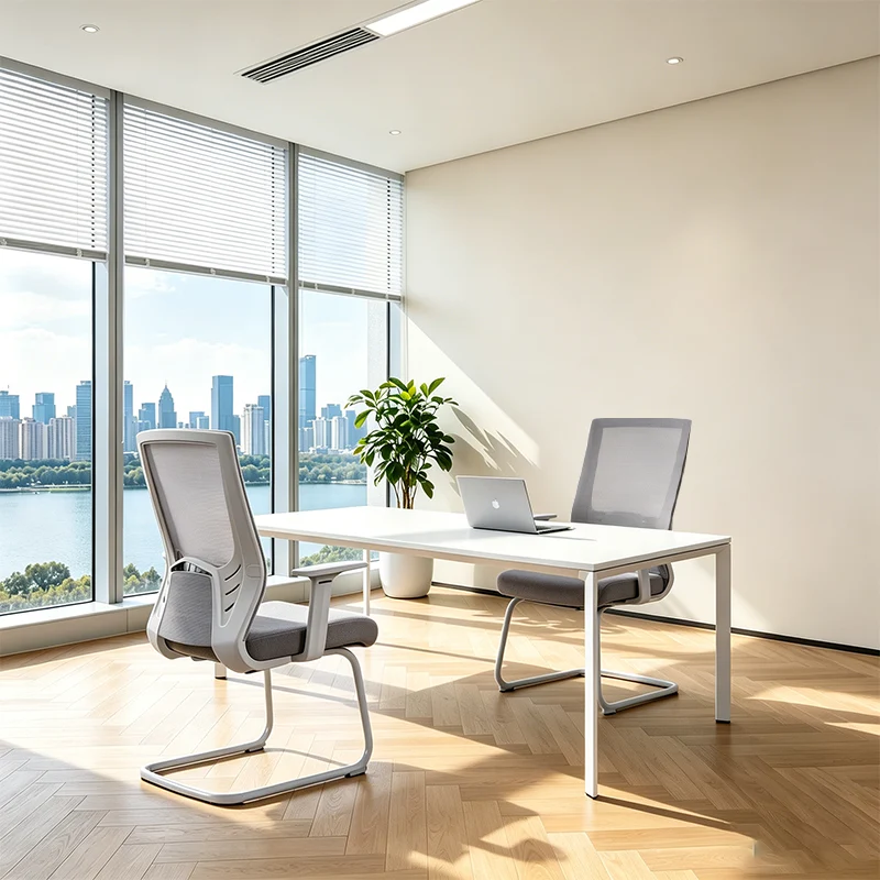 Modern Gray Ergonomic Mesh Conference Desk Chair - Gray Frame & Breathable Seat Office Chair For Home Office