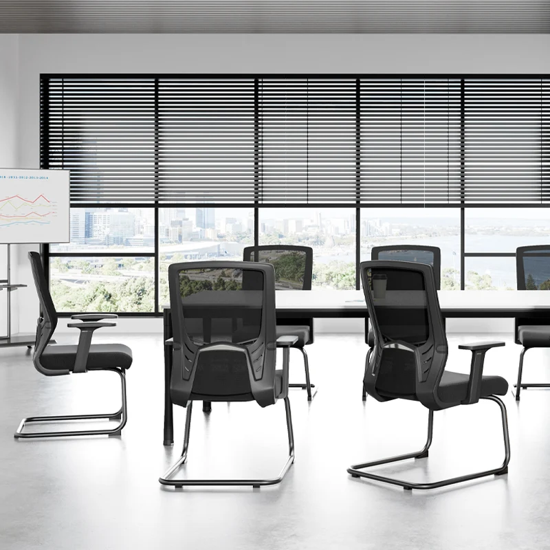 Modern Black Breathable Mesh Conference Desk Chair - Black Frame & Breathable Seat Office Chair For Home Office