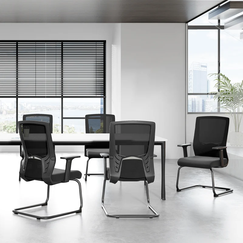 Modern Black Breathable Mesh Conference Desk Chair - Black Frame & Breathable Seat Office Chair For Home Office