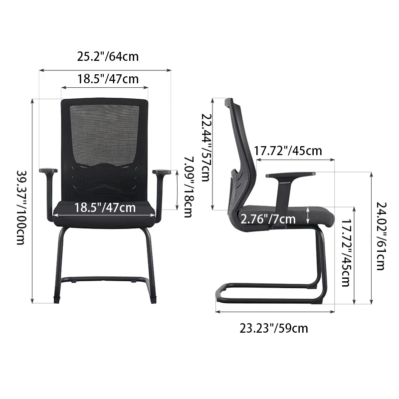 Modern Black Breathable Mesh Conference Desk Chair - Black Frame & Breathable Seat Office Chair For Home Office
