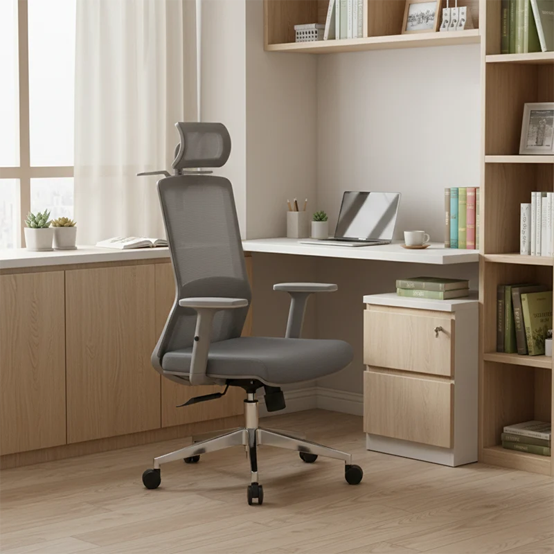 Modern Minimalist High-Back Mesh Desk Chair: Adjustable Headrest With Coat Rack - Ergonomic Swivel Gaming Chair For Home Office